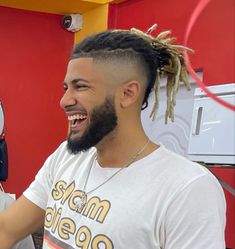 Dreads With Fade Men, Long Curly Hair Men, Short Fade Haircut, Mens Dreads, Black Hair Cuts, Curly Hair Fade