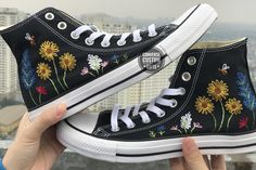 Dear Guest, I'm happy to receive your own designs.message me Welcome to my store where you can find unique and handmade embroidered shoes. * Ship worldwide using USPS Airmail with tracking. * + all orders will be given a shipping code one day after I ship + Product price includes: shoes + hand-embroidered design as shown All designs are 100% handmade by human hands >> these are my first crafts. If you have a comment, please message me. That's why I try. >> flowers and nature are close images in Flower Converse, Embroidered Shoes Converse, Converse Design, Embroidered Converse, Converse Custom, Preppy Shoes, Custom Converse, Embroidery Shoes, Embroidered Shoes