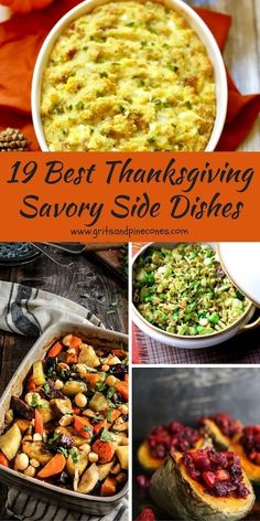 thanksgiving side dishes with text overlay that reads 19 best thanksgiving savory side dishes