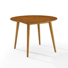 a wooden table with two legs and a small round top on an isolated white background