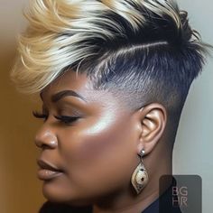 Mohawk With Shaved Sides, Updos For Black Women, Black Haircuts, Hairstyles With Curls, Dark Skin Blonde Hair, Classy Hair