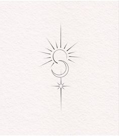 a drawing of the letter s with a sun in the middle and stars around it