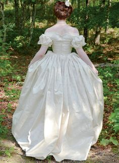 "McCalls M7885 Misses' 17th and 18th Centuries Dress Costume MSRP $22.95 These beautiful period pieces, inspired by the 17th and 18th Centuries' costume designs, to complement the original line of historical garments is exciting. Dress features close-fitting lined bodice with boning and back hand-worked eyelets with lacing, contrast sleeve ruffle, and cartridge pleated skirt. Purchased lace appliqués. FABRICS: Dress, Contrast: Novelty Light Weight Brocade, Silk, Taffeta. Also Contrast: Novelty T Hanbok Wedding Dress, Angela Clayton, 1800s Dresses, Hanbok Wedding, Theatre Dress, Historical Gowns, Costume Sewing, 18th Century Dress, 18th Century Costume