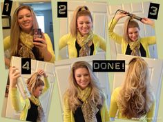 Curling Long Hair, Simple and fast! I don't believe it will work on my hair, but I want to remember to try it. Curling Long Hair, Ponytail Curls, Curls For Long Hair, Hair Simple, Hair Envy, Hair Tips, Great Hair, Up Girl, Curled Hairstyles