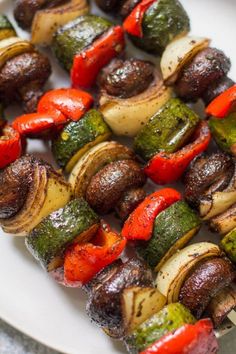 the skewers are covered with various vegetables