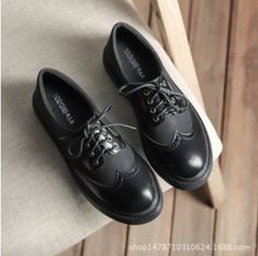 Vintage Retro Leather Black Lace up Oxford Shoes · KoKo Fashion · Online Store Powered by Storenvy Lace Up Oxford Shoes, Work Place, Ali Express, Modern Trend, International Fashion, Online Fashion Stores, Creepers, Vintage Shoes, Womens Oxfords