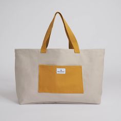 Sand/Mustard || Tote Bag - Shopper - Canvas Shopper Bag, Etsy Fashion, Push Button, Peta, Out Of Style, Slow Fashion, Canvas Bag, Beach Bag, Industrial Style