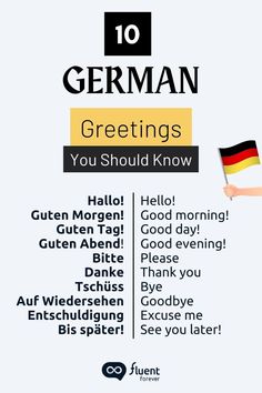 a german poster with the words 10 german greetings you should know about in different languages