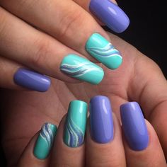 o Seahawk Nails, Lila Nails, Aqua Nails, Teal Nails, Purple Nail Art, Purple Nail Designs, Stylish Nails Designs