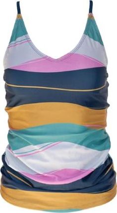 Enjoy comfort and confidence when you go outside with this Nani Swimwear V-neck tankini swimsuit top. It features side ruching and adjustable straps with a slight V-neck for active coverage. Multicolor Tankini With Built-in Bra For Swimming, Multicolor V-neck Tankini For Swimming, Multicolor V-neck Tankini For Pool, Multicolor V-neck Tankini For Beachwear, V-neck Tank Top For Swimming, Multicolor Fitted Tankini For Sports, Fitted Multicolor Sports Tankini, Summer Multicolor V-neck Tankini, V-neck Ruched Tankini For Swimming