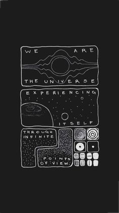 we are the univerlers'e experience logo on a black shirt with white ink