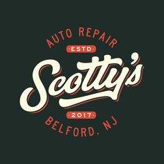 the logo for scotty's auto repair, which is located in belford, n j