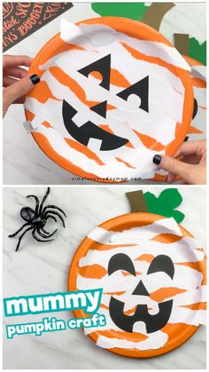 paper plate pumpkin craft for kids to make