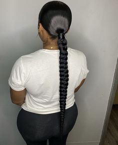 Sleek Butterfly Braid Ponytail, Dearra Braided Ponytail, Black Women Barbie Ponytail, Braid Pony, Salon Hairstyles, Birthday Braids, Sleek Braided Ponytail, Slick Ponytail, Braiding Hairstyles