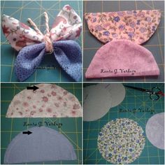 four different types of fabric bows are shown