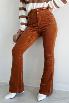 Vermont Vibes Corduroy Bootcut Pants (Camel) - NanaMacs Corduroy Bootcut Pants, Corduroy Material, Graphic Dress, Casual Night Out, Bootcut Pants, Denim Coat Jacket, Basic Dress, Work Tops, Short Mini Dress