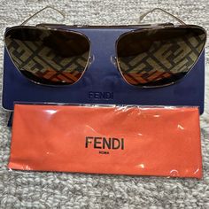 Brand New Never Worn Fendi Monogram Sunglasses, Fendi Monogram, Fendi Accessories, Brown Gold, Sunglasses Accessories, Fendi, Monogram, Shades, Women Accessories