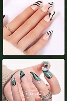 Explore the Most Beautiful Green Nail Art Collection for a Fresh and Unique Look Gel Polish Nail Design, Black Gel Polish, Snake Sticker, Gel Polish Nail Designs, Kit Manicure, Manicure Diy