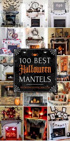 halloween mantles and fireplaces with the words'100 best halloween mantles '