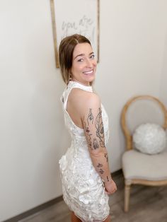 When you graced the room wearing this lovely white dress, it was truly an Ideal Moment for you! Every girl dreams of finding a look to show on the outside, all that glows purely on the inside! Fabric: 90% Polyester, 10% Cotton Color: Off White Ashley wears a Medium Feminine Halter Neck Dress For Wedding, Feminine Fitted White Halter Dress, White Halter Neck Mini Dress For Wedding, Girls Dream, The Room, Every Girl, Online Purchase, The Outsiders, White Dress