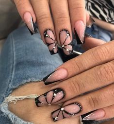 Paw Nails, Simple Toe Nails, Concert Nails, Black Coffin Nails, Glitter Nails Acrylic, Girly Acrylic Nails, Classic Nails