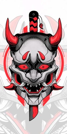 an image of a demon mask with horns on it