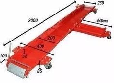 a red conveyor belt is shown with measurements for the attachments and widths