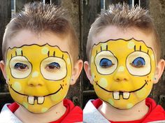 Bob Esponja Sponge Bob Face Paint, Cartoon Face Paint, Happy Spongebob, Spongebob Face, Spongebob Faces, Butterfly Face Paint, Butterfly Face