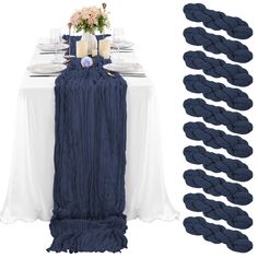 PRICES MAY VARY. ♣️【Product Information】The package includes 10 pieces of navy blue gauze table runners, elegant and good looking design, exquisite in craftsmanship, and the quantity is sufficient for your daily use and replacement needs, which is perfect for home decor, wedding table decorations and party table decorations. ♣️【Size】The size of each cheesecloth table runner is about 35 x 120 inches, which can fit for most kinds of tables, appropriate for a table that can seat 8-10 people. Large enough to fit the rectangle and round tables. Use more than table décor. This practical gauze table runner engages you to discover a plenty of decoration ideas, can be used for chair cover sashes or decorative napkins, backdrop draping or even eco gift wrap. ♣️【High-quality Material】The table runner Blue Cheesecloth Table Runner, Table Runner For Wedding, Gauze Table Runner, Cheesecloth Table Runner, Wedding Runner, Boho Table, Party Table Decorations, Wedding Table Decorations, Cheese Cloth