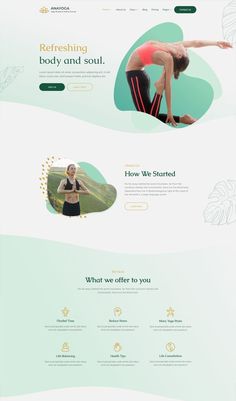 the website design is designed to look like it could be used for yoga and exercise