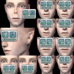 multiple images of the face and head of a person with different facial expressions on them