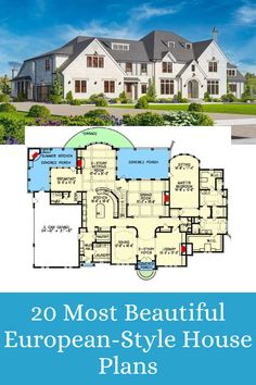 the most beautiful european style house plans in this postcard design, you'll have to see