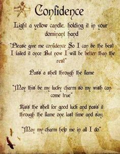 Confidence Spell, Witch Spells, White Magic Spells, Banishing Spell, Charmed Book Of Shadows, Real Witches