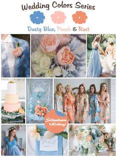 wedding colors series dusty blue, peach and rust