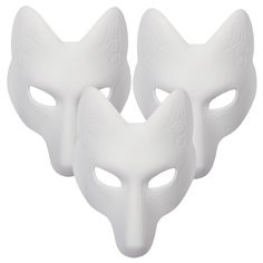 PRICES MAY VARY. You will receive 3 pcs white fox mask, which is made of premium PU material, lightweight and comdortable, not the flimsy dollar store plastic. Size: 11.4*7inch and include elastic band for a cozy fit, run pretty true to size for adult and teens. Great size for wall art. Simple design will make you look elegant and mysterious, very good for wolf or fox therians cosplay. Our blank white masks present that ideal opportunity to use your imagination to conjure up those magical, uniqu Masquerade Mask Fox, Animal Masquerade Masks, Animal Masquerade, Wolf Cosplay, Therian Gear, Beak Mask, White Masks, Japanese Fox Mask, Diy Halloween Masks