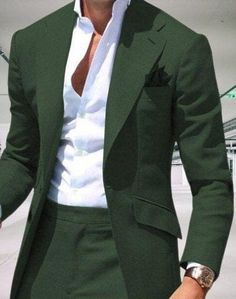 Green Mens Suit, Groom Suit Summer, Costume Vert, Classic Suits, Business Casual Suit, Stylish Mens Suits, Groom Suits, Classy Suits, Mode Costume