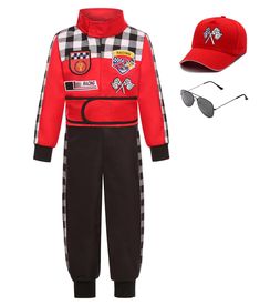 PRICES MAY VARY. This racer costume features a red color, a black and white checkerboard design with clashing color blocking to give the outfit a designer look, and cute cool embroidery accents to make your child look like a real racer. Polyester , which is soft and comfortable, simple to wear, and does not reduce the freedom of movement of children, The kids racing costume is suit for Boy and girl Dress up Clothes for Play. Boy Racing Costume Perfect for stage performance, birthday, children’s Toddler 50s Costume Boy, Racer Jumpsuit, Race Car Driver Costume, Racer Costume, Pretend Play Costumes, Kids Races, Race Car Driver, Car Driver, Summer Outfits Kids