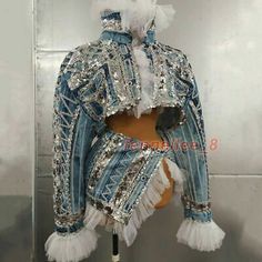 Great Shopping Women Sequin Denim Jacket Lace Trim Jeans Coat Mini Skirt Set Party Show Costume, women's dresses Sequin Costume, Looks Country, Patterned Jeans, Miniskirt Outfits, Dance Skirt, Stage Costume, Sequin Shorts, Performance Wear, Skirt Outfit