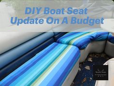 an inflatable boat seat with the text diy boat seat update on a budget