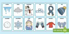 an image of winter clothes flash cards