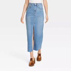 Women's High-rise Denim Maxi Skirt - Universal Thread™ Medium Wash : Target Black Denim Midi Skirt, Long Denim Skirt, High Rise Skirt, Denim Maxi, Denim Maxi Skirt, Mini Sweater Dress, Denim Midi Skirt, Women Midi, Maxi Tank Dress