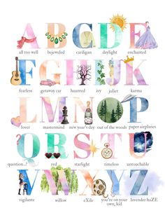 the alphabet is made up of watercolor letters