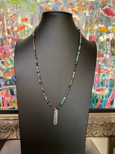 "Necklaces are examples, made to order with the same beads. One says, \"kindness\" and the other is \"courage\". Opportunities to show someone you believe in them, that they have intrinsic value and gifts. Or remind yourself how great you are! AND YOU ARE! Free gift of the month and free shipping for purchases over $35. BEADS: MaRV premium bead mix includes, but not limited to; Ancient Djenne beads, ancient African trade beads, ancient Roman glass beads, Labradorite, faceted hematite, genuine tu Meaningful Handmade Jewelry With Round Beads, Spiritual Charm Necklaces With Colorful Beads For Gift, Sterling Silver Spiritual Beaded Necklaces With Round Beads, Spiritual Sterling Silver Beaded Necklaces, Spiritual Silver Beads Necklace As Gift, Spiritual Silver Beaded Necklaces As Gift, Silver Pendant Beaded Necklace For Meditation, Inspirational Handmade Jewelry With Round Beads, Multicolor Personalized Spiritual Necklaces