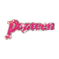 the word popteen with a bow on it