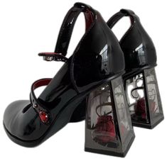 Gothic High Heels, Black Mary Jane Shoes, Mary Jane Platform Shoes, Zapatos Mary Jane, Mary Jane High Heels, Rose Shoes, Cosplay Shoes, Platform Mary Janes, Retro Shoes