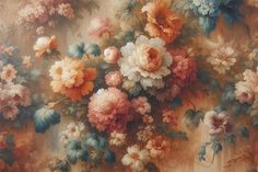 an image of a painting with flowers on the wall