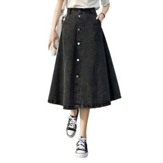 Introducing the 2023 Spring-Summer Collection's knee-length A-line jeans skirt ââ‚?the perfect combination of classic. 90's style and modern fashion!Why You'll Love It: 90s Vibes: Step into the past with this timeless silhouette and mid wash. sure to give you all the nostalgia. A-Line Design: Feel beautiful and confident with this elegant. flattering shape. High Rise: Show off your curves in flair with this tall-waisted skirt. Button Closure: Get the perfect fit with this mix of functionality an High Waist Denim Skirt For Fall, High-waisted Non-stretch Skirt With Button Closure, Non-stretch High-waisted Skirt With Button Closure, Non-stretch Denim Skirt With Button Closure For Spring, Chic Non-stretch Mid-rise Skirt, High Waist Denim Blue Skirt With Button Closure, Denim Blue High Waist Skirt With Button Closure, Non-stretch High Waist Denim Skirt With Button Closure, Non-stretch Denim Skirt With Button Closure