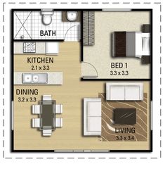 the floor plan for a two bedroom apartment with an attached kitchen and living room area