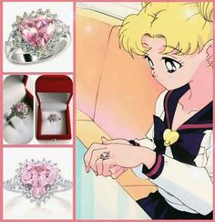 an image of a pink heart shaped diamond ring and other items in its packagings