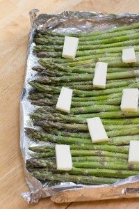 asparagus wrapped in foil with butter and parmesan cheese